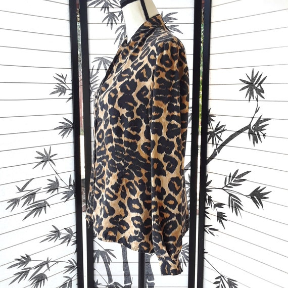 1980s/1990s Vintage 100% Silk Leopard Print Shawl… - image 4