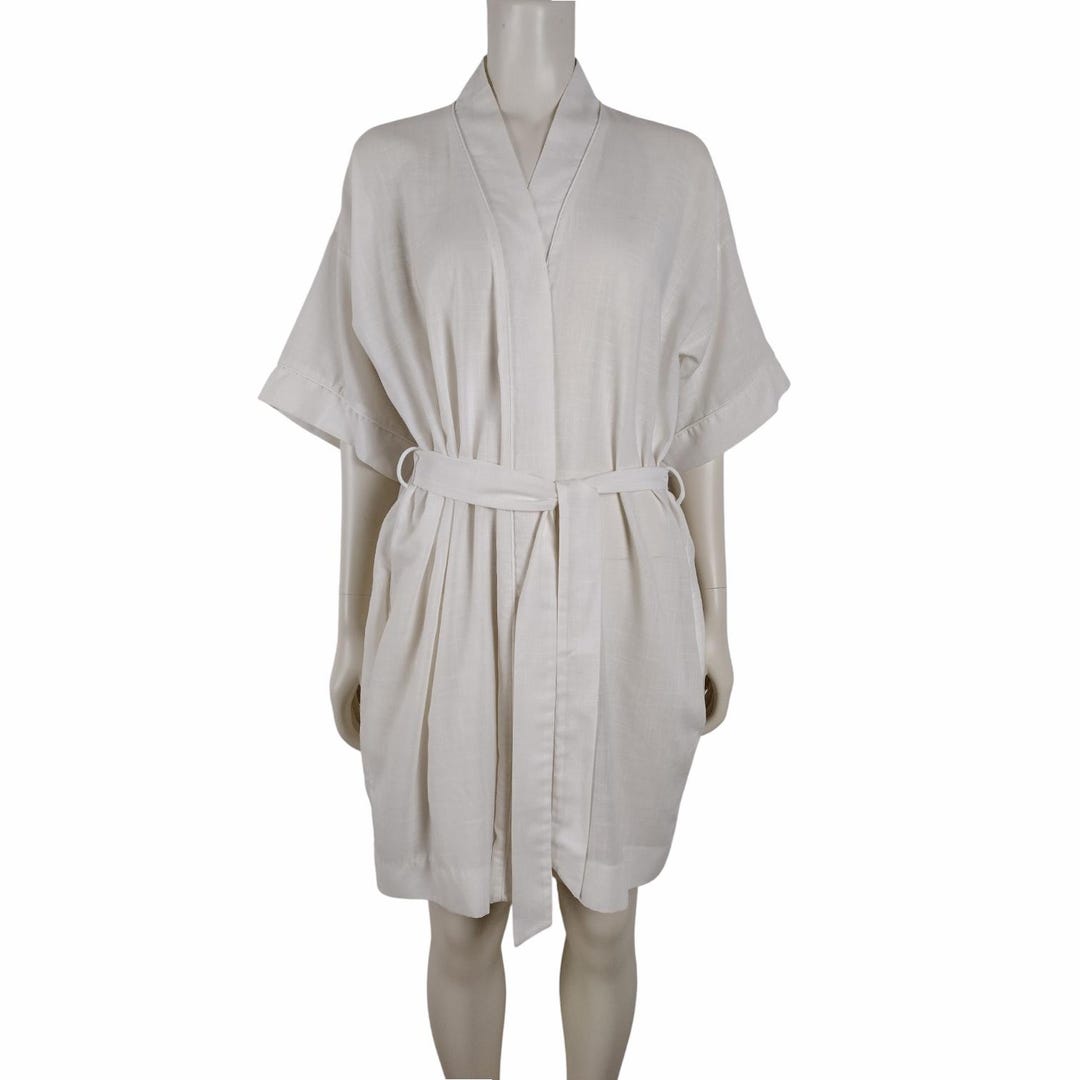 Vintage 1980s Christian Dior White Cotton Blend Lightweight Robe With ...