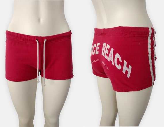 Vintage 1990s Red Venice Beach Low Rise Fitted Booty Shorts Size XS / S 