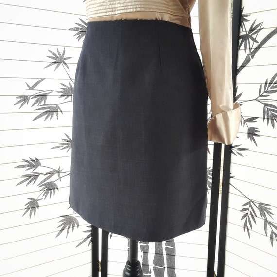 Vintage 1990's Charcoal Grey Mini Pencil Skirt Si… - image 4