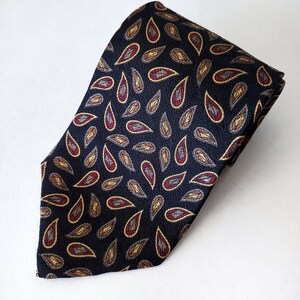 Vintage 1990s LDM Italia Black Paisley Print Silk Neck Tie 3.75 x 56