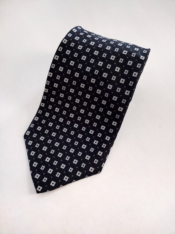 Van Heusen Black and White Micro Square Woven Sil… - image 1