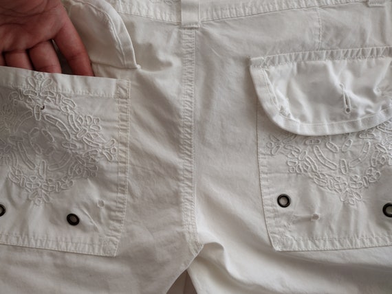 Vintage Y2K Knitro White Cotton Low Rise Embroide… - image 10