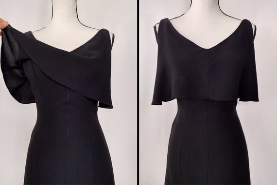 Vintage 50s Black Sleeveless V Neck Little Black … - image 5