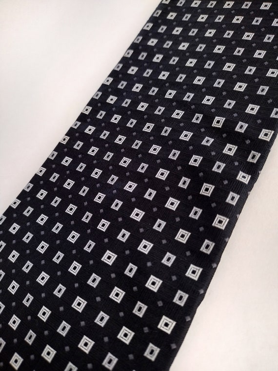 Van Heusen Black and White Micro Square Woven Sil… - image 4