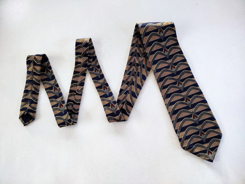 Louis Roth Vintage 1990s Louis Roth Gold Art Deco Silk Neck Tie 4 X 58 - Etsy
