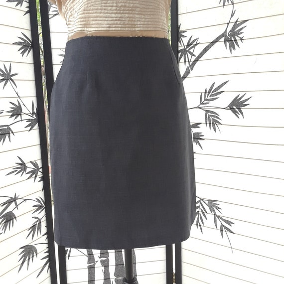 Vintage 1990's Charcoal Grey Mini Pencil Skirt Si… - image 2