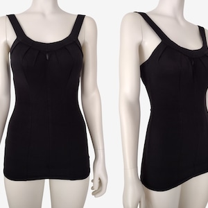 Vintage 1950s Jantzen Black Open Back Molded Cup Swimsuit Bathing Suit Size XS