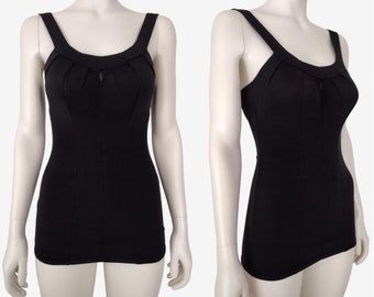 Vintage 1950s Jantzen Black Open Back Molded Cup Swimsuit Bathing Suit Size XS