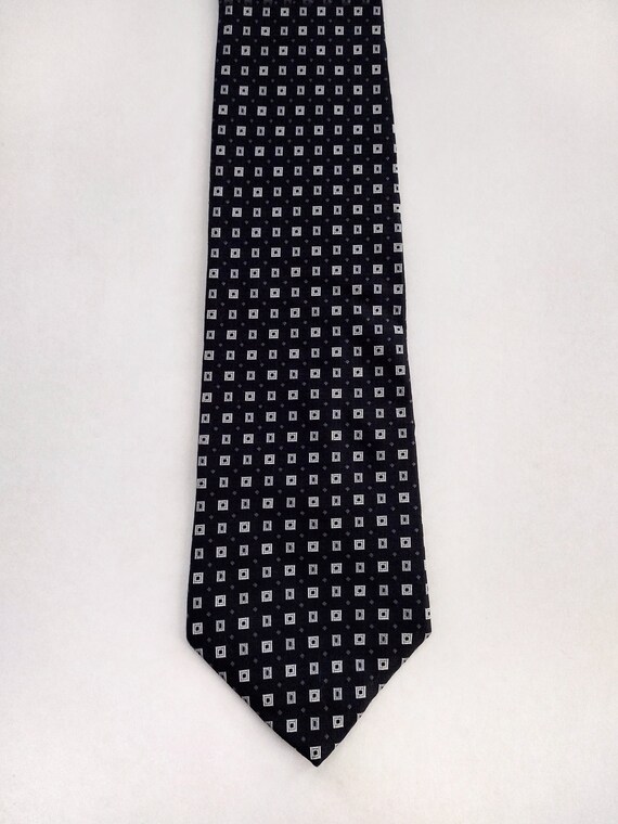 Van Heusen Black and White Micro Square Woven Sil… - image 3