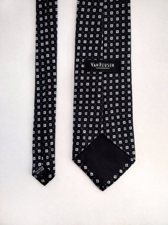 Van Heusen Black and White Micro Square Woven Sil… - image 6