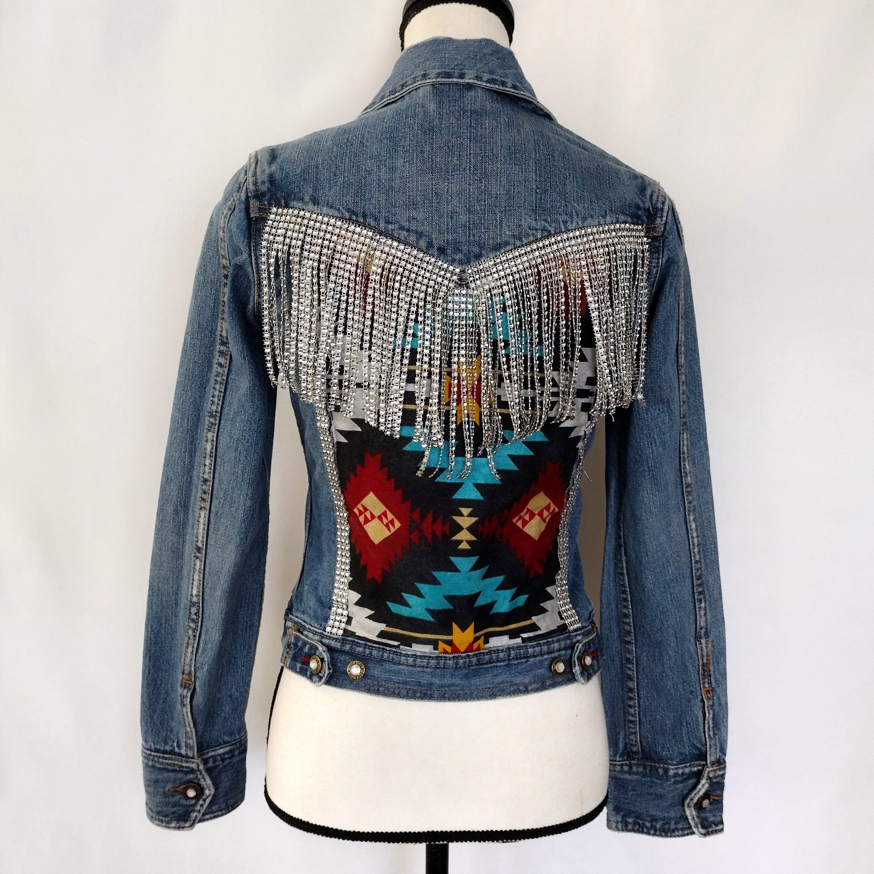 Y2K Vintage Coca Cola Aztec Print Fringe Denim Jacket - Etsy