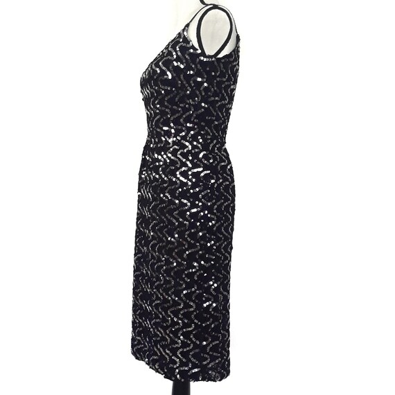 1960s Vintage St Martin Black Sequined Sheath Mid… - image 5