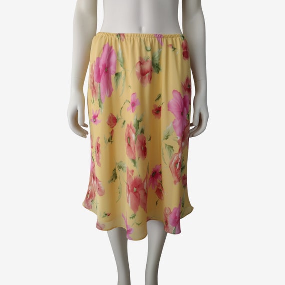 Vintage 1990s Top And Skirt 2 Piece Set Yellow Fl… - image 8