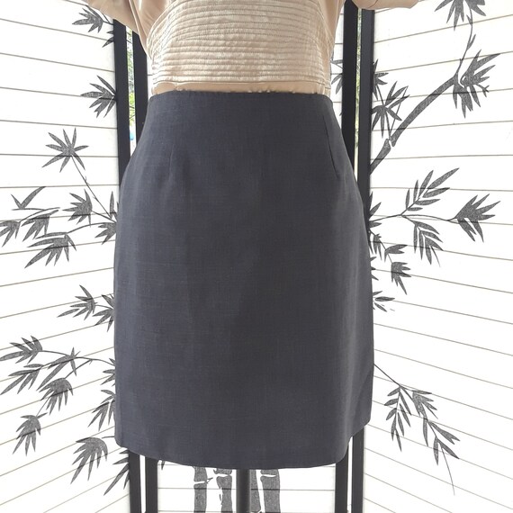 Vintage 1990's Charcoal Grey Mini Pencil Skirt Si… - image 5