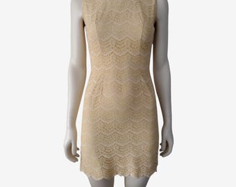 Lace Chiffon Party Dress 60s Cocktail Mini Cream White 1960s Mod Bow Sheath  Empire Waist Sixties Vintage Formal Mad Men Sleeveless Small - Etsy