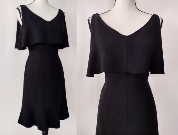 Vintage 50s Black Sleeveless V Neck Little Black … - image 1