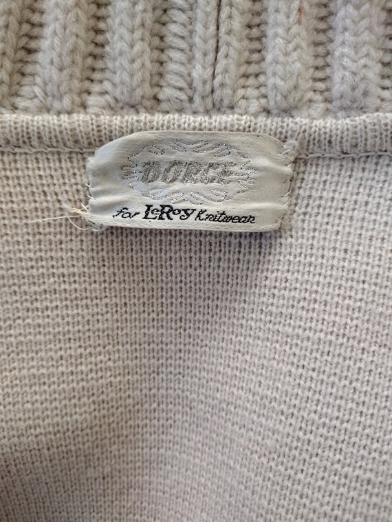 Vintage 1960s Light Tan Heavy Knit Large Ribbed C… - image 9