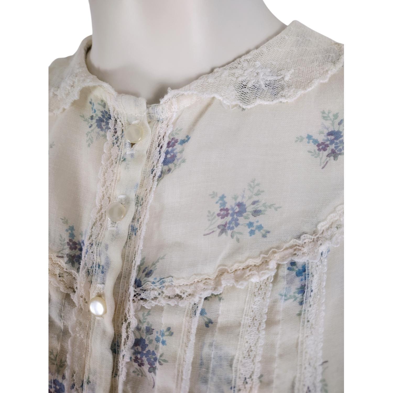 Vintage 1970s Gunne Sax Style Ivory Floral Button Down Midi Prairie ...