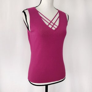 Vintage Y2K Cable & Gauge Purple Strappy Sleeveless Knit Top image 5