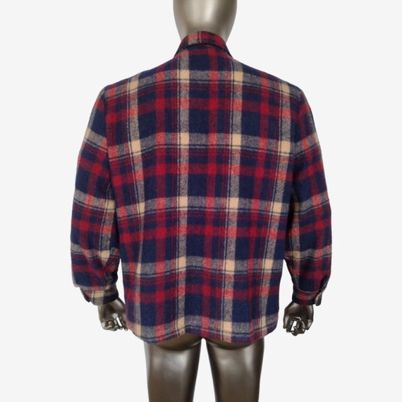 Vintage 1970s JcPenny Wool Blend Red Blue Plaid B… - image 8