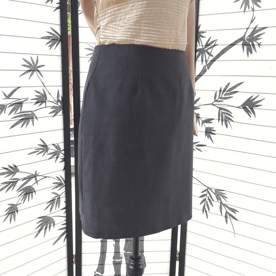 Vintage 1990's Charcoal Grey Mini Pencil Skirt Si… - image 3