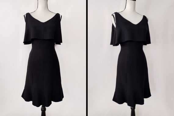 Vintage 50s Black Sleeveless V Neck Little Black … - image 2