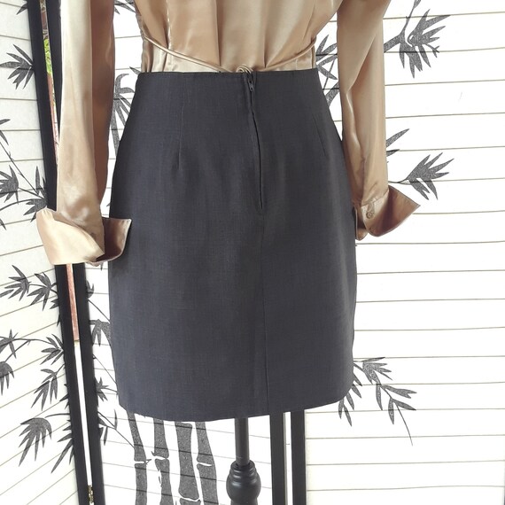 Vintage 1990's Charcoal Grey Mini Pencil Skirt Si… - image 8