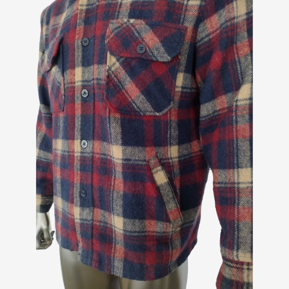 Vintage 1970s JcPenny Wool Blend Red Blue Plaid B… - image 6