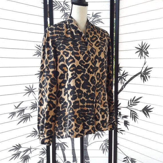 1980s/1990s Vintage 100% Silk Leopard Print Shawl… - image 2