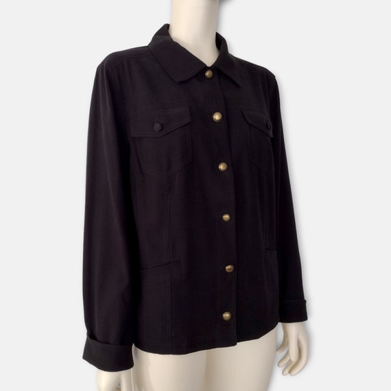 Vintage 1990s Black Button Down Multi Pocket Casu… - image 2