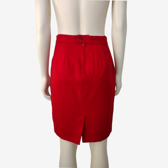 Vintage 1990s Lipstick Red High Waisted Pencil Sk… - image 5
