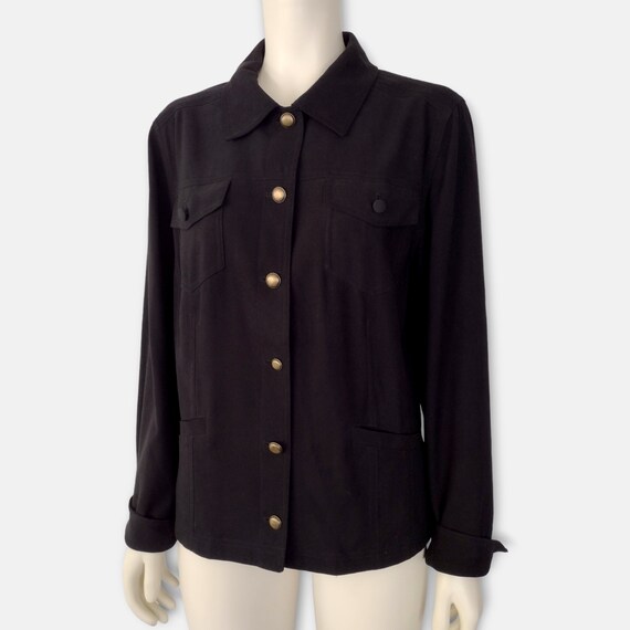 Vintage 1990s Black Button Down Multi Pocket Casu… - image 3