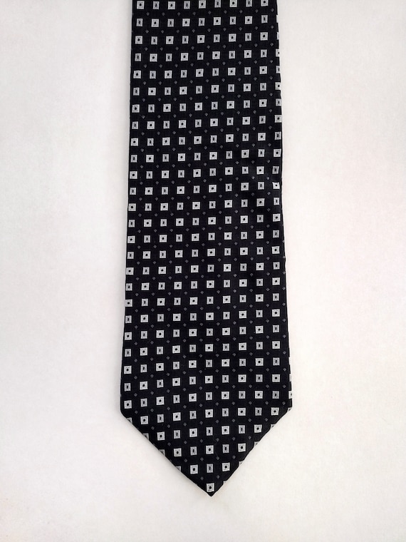 Van Heusen Black and White Micro Square Woven Sil… - image 2