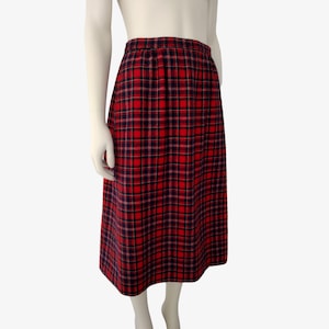 Vintage 1970s Pendleton Red Plaid Wool A Line Skirt With Pockets