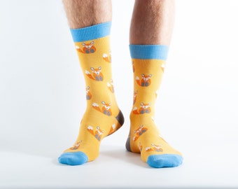 UK3-7 EU36-40 Orange Flowers Doris and Dude Socks in Bamboo Organic Cotton