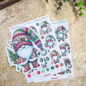 set composto da un massimo di 2 fogli di adesivi e un grande adesivo a tema gnomo natalizio per planner bujo scrapbooking journaling Lettura scrapbooking