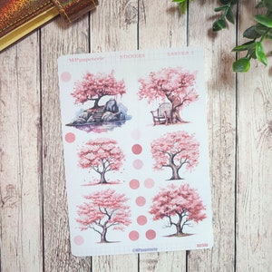 Set jusqu'à 4. Planches de stickers thème Sakura, fleurs de cerisier pour le printemps dans vos planner bujo journal scrapbooking monthly Sakura 3