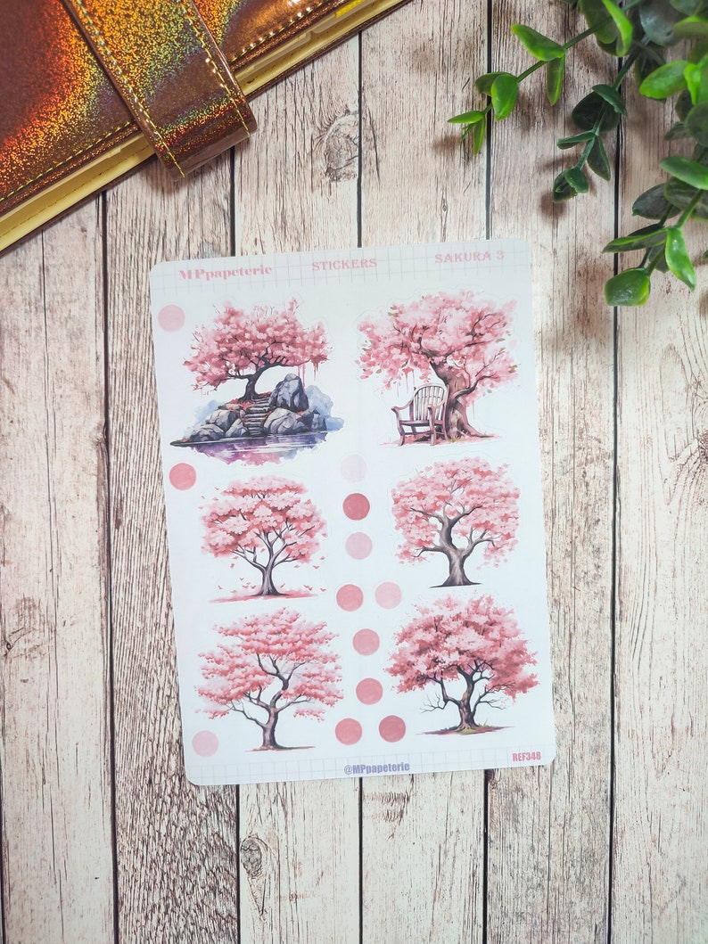 Set jusqu'à 4. Planches de stickers thème Sakura, fleurs de cerisier pour le printemps dans vos planner bujo journal scrapbooking monthly image 5