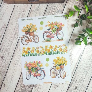 Set jusqu'à 7 feuilles de stickers thème jonquilles pour le printemps vos planner bujo scrapbooking monthly weekly journaling Jonquilles 6