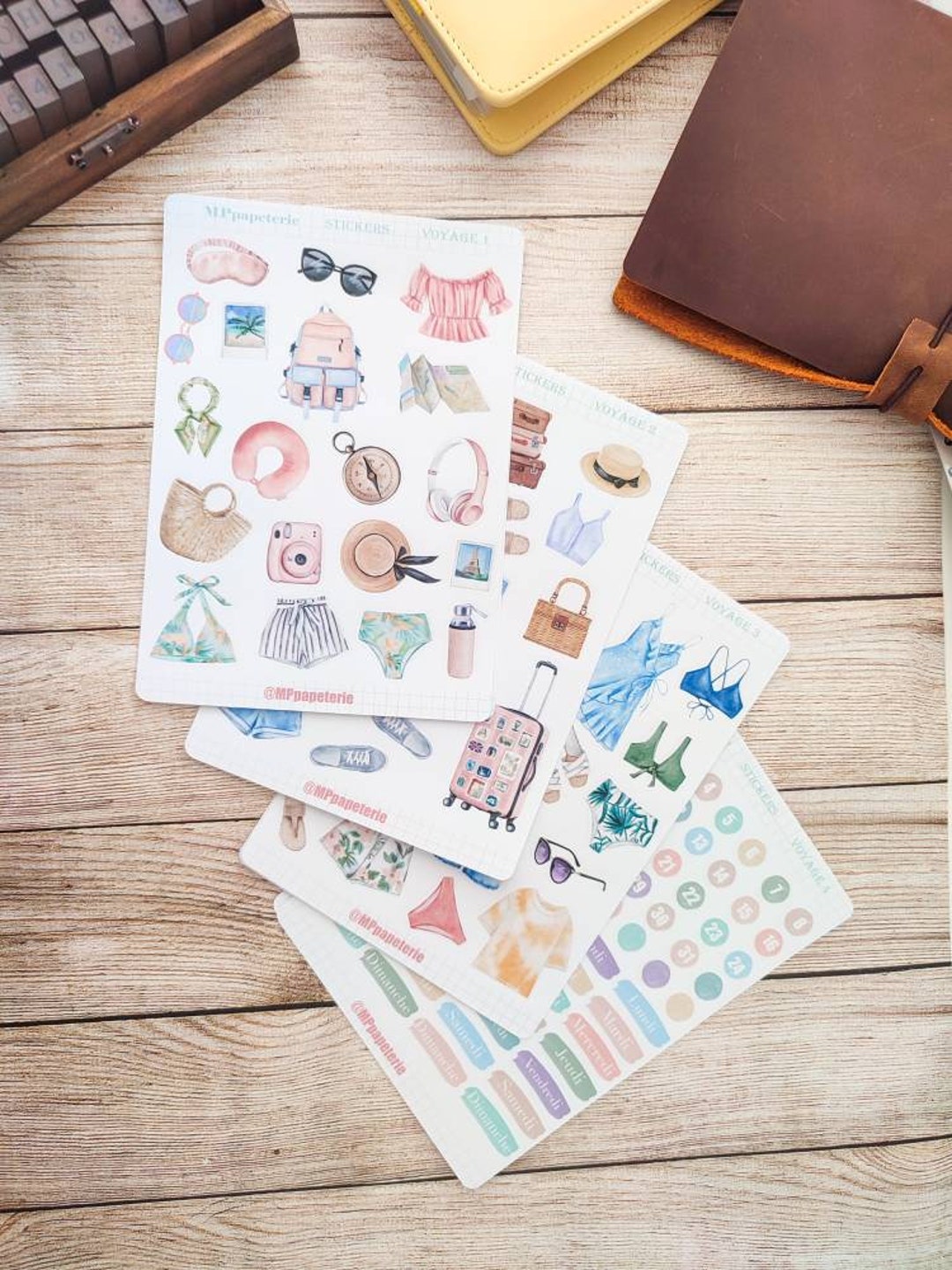 Planche Stickers Scrapbooking Thème Marin - 16,5x23,5cm - Vinyle Mat Qualité