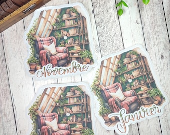 Up to 3 large cozy interior theme stickers with calligraphy November January or February for your planner bujo journal scrapbooking