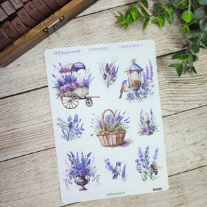 Set jusqu'à 8 feuilles de stickers thème lavande, café lavande, dessert lavande, vintage lavande pour bullet journal scrapbooking planner Lavender 2