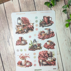 Set jusqu'à 4 planches de stickers thème intérieur cosy pour vos planner bujo journal scrapbooking monthly weekly journaling Cosy 4