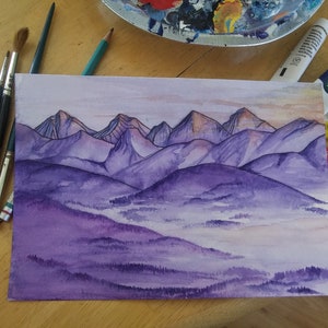 Mountain Sunrise Water Color Painting