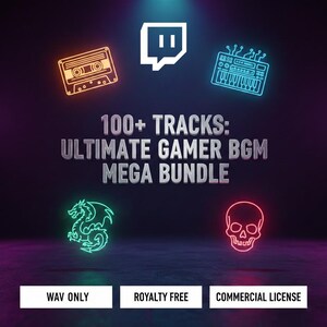 El mega paquete definitivo de música de fondo para gamers y creadores (Lo-Fi, Cyberpunk, Chiptune, Fantasía y Terror. Licencia comercial, libre de regalías).