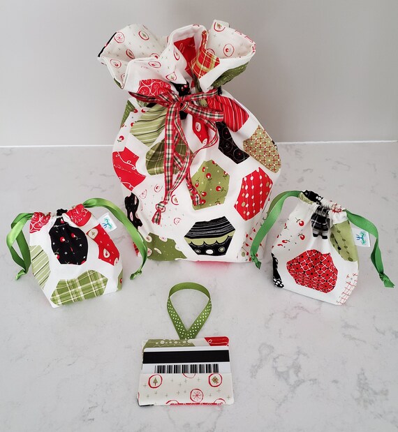 small christmas drawstring bags