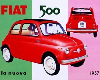 Fiat 500 Poster Etsy