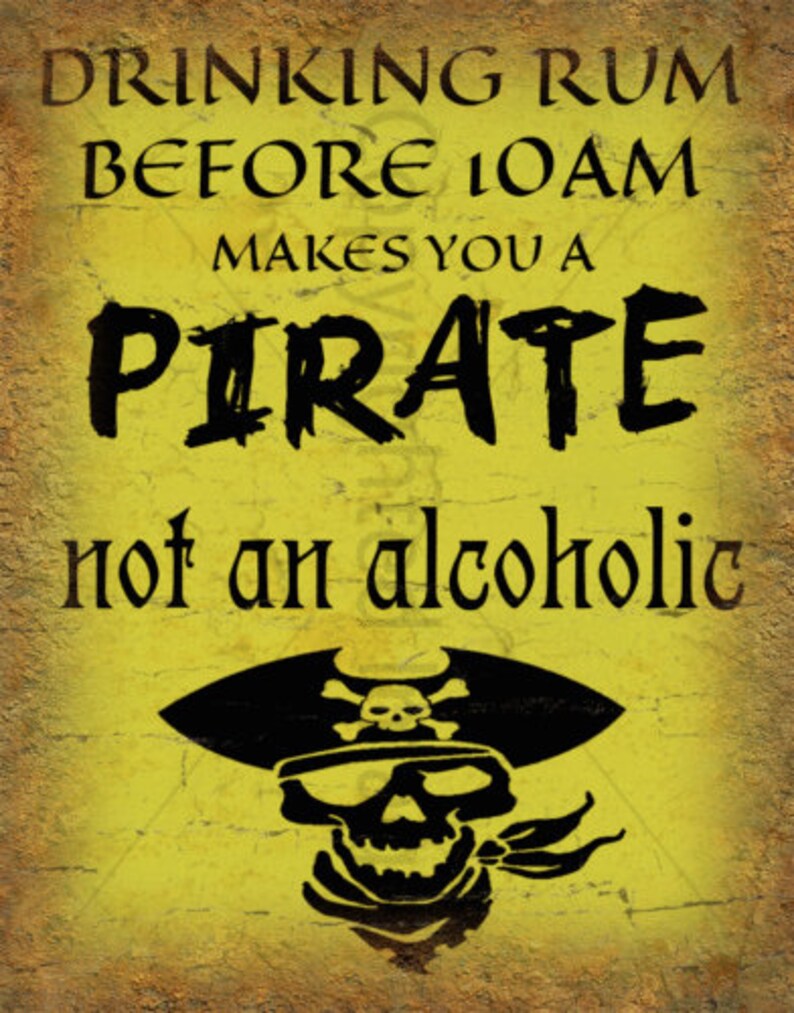 Drinking Rum Pirate vintage retro metal tin sign Etsy