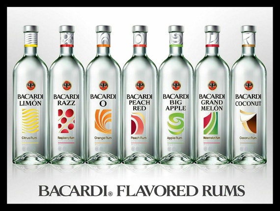 BACARDI FLAVORED RUMS PUB BAR  METAL TIN SIGN POSTER WALL PLAQUE